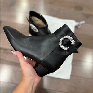 Jimmy Choo Black Ankle Boots with Crystal Embellishment